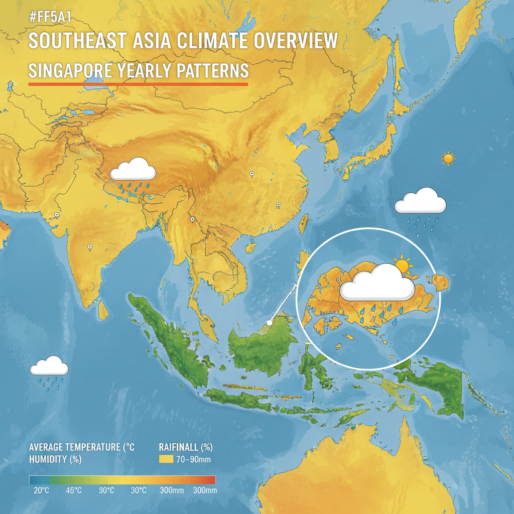 a detailed weather map of Southeast Asia focusing on Singapore, showing average temperature, humidity levels, and rainfa - roofing materials Singapore