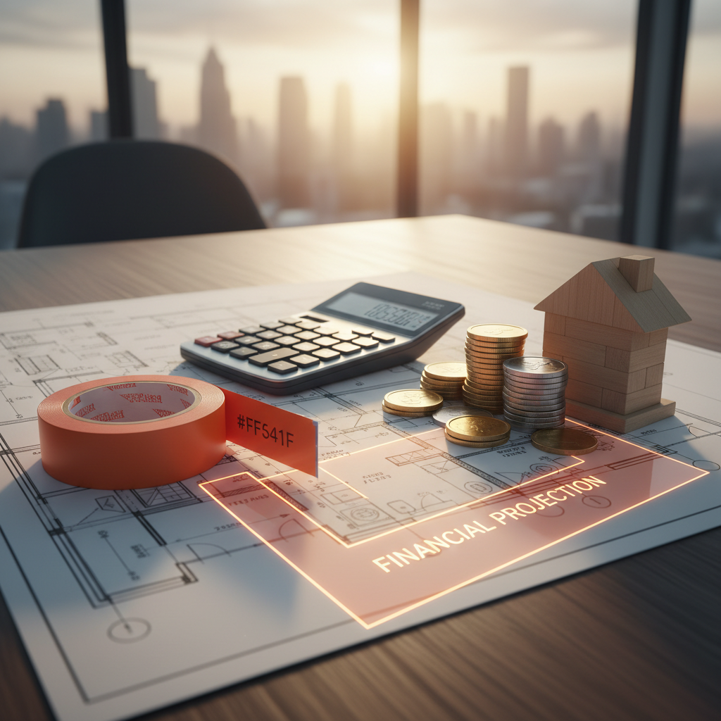 a conceptual image of building plans and a calculator, representing the financial planning aspect of a home renovation. - home renovation Singapore