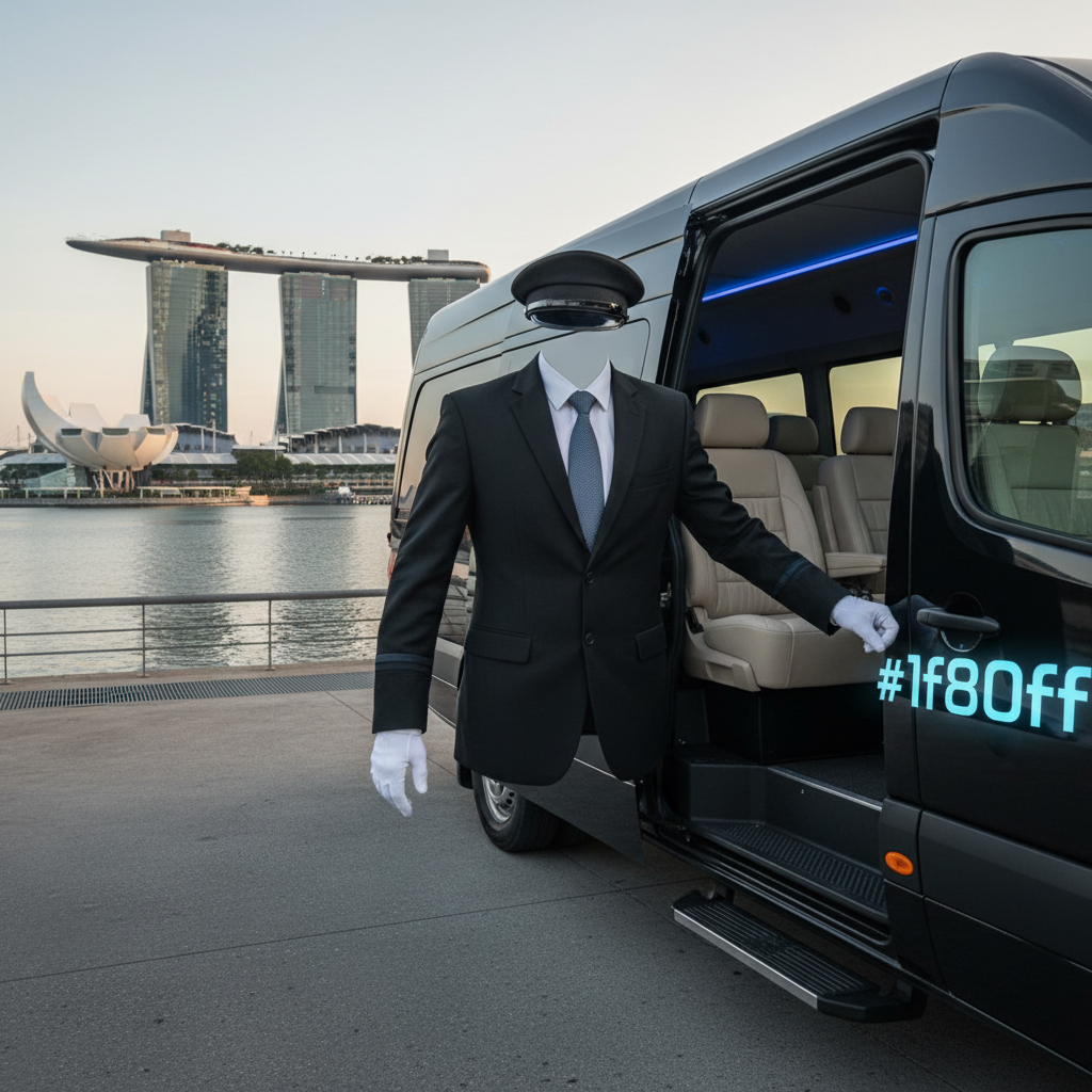 a professional chauffeur in a uniform standing beside a luxurious maxicab, holding open the door as if welcoming passeng - Singapore maxicab prices