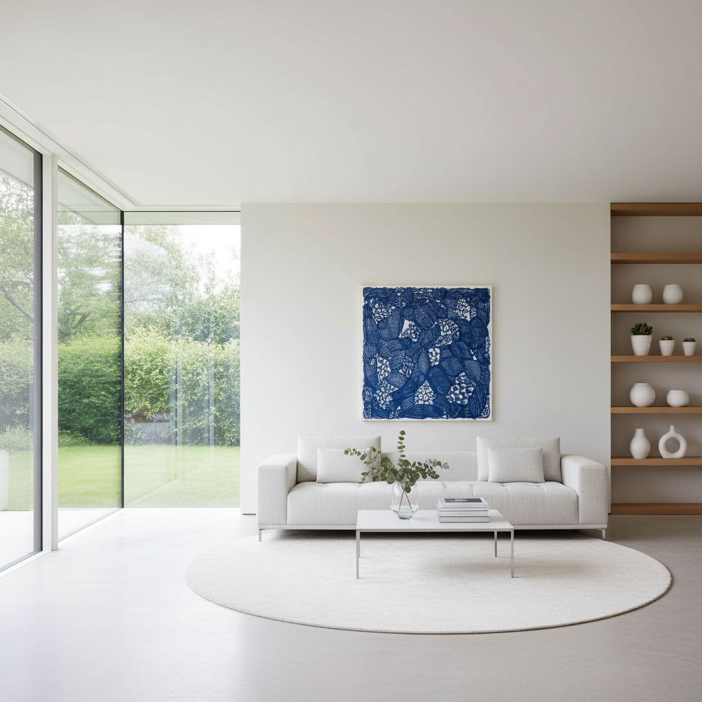 a clean, minimalist home interior bathed in natural light, showcasing order and freshness, no people present